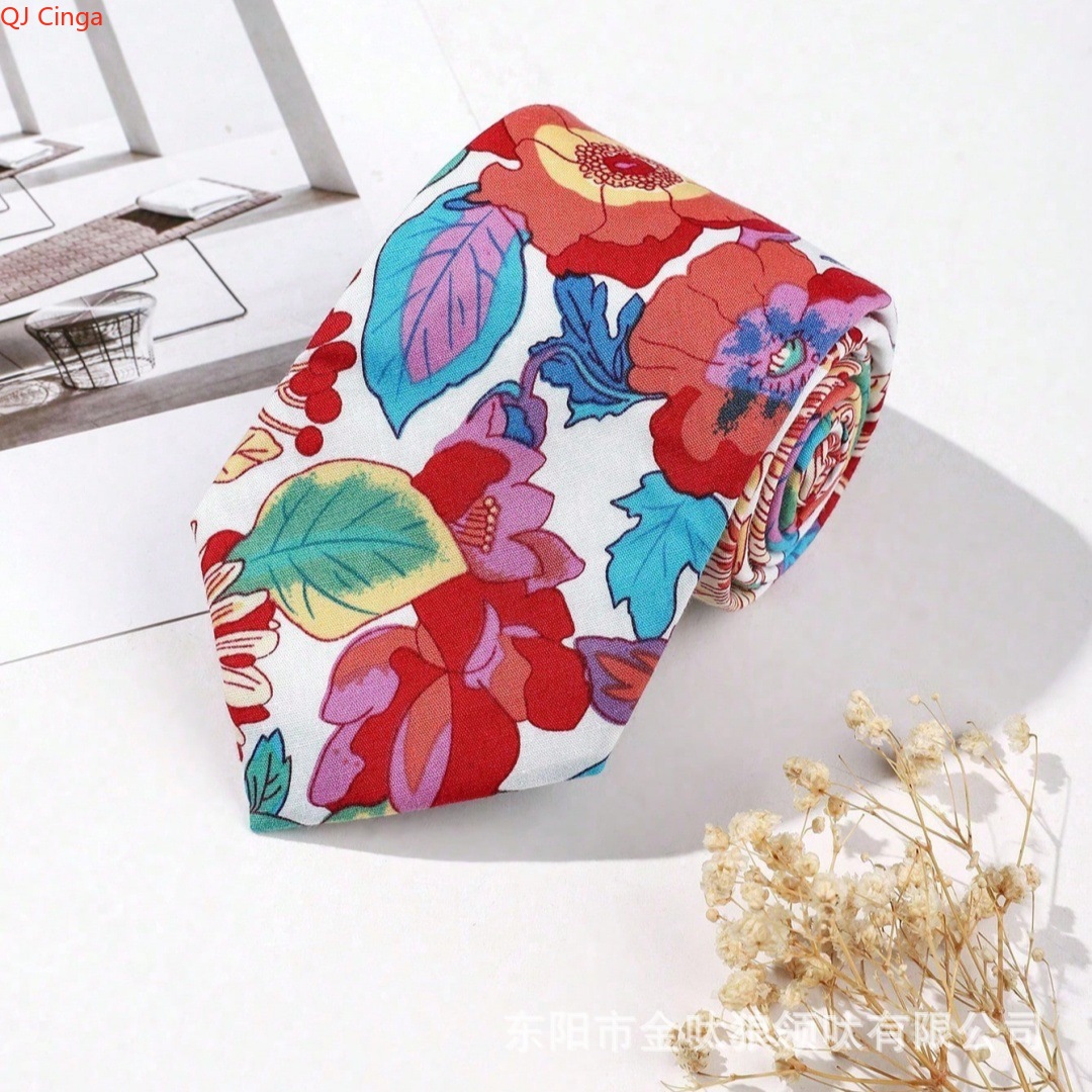 Men'S Accessories Essentials - 우아한 블루 & 베이지 꽃무늬 넥타이,
