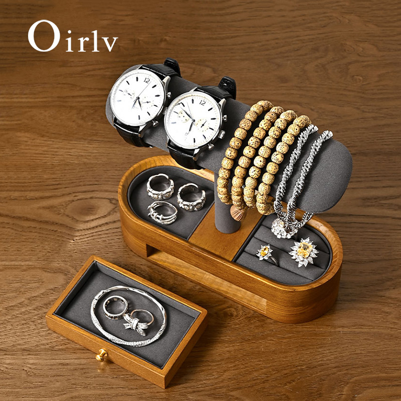 Men'S Accessories Drawer Organizer - Oirlv 단단한 나무 시계 주최자 선반
