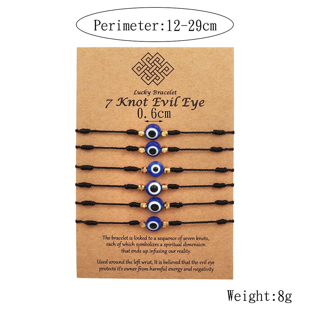 여성 남성용 6개 블루 이블 아이 팔찌 세트 7매듭 꼬 - Men Accessories Evil Eye 리뷰 및 가격