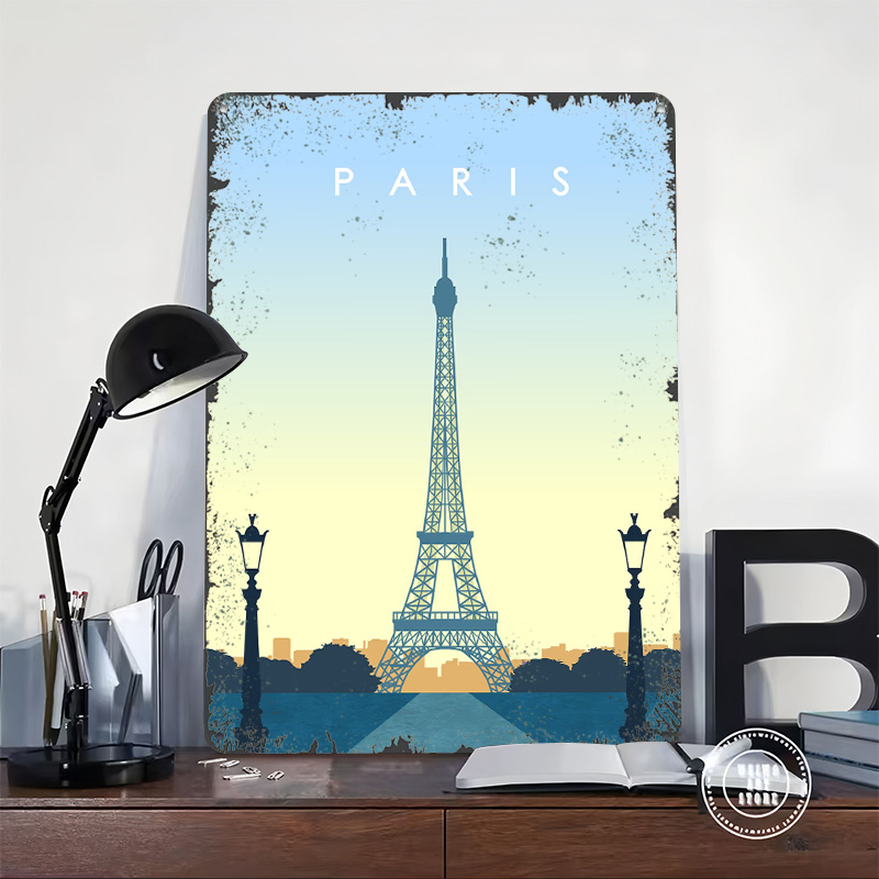 파리 3D 질감 프린트 포스터 맞춤형 빈티지 금속 틴  - Men'S Accessories Paris 리뷰 및 가격