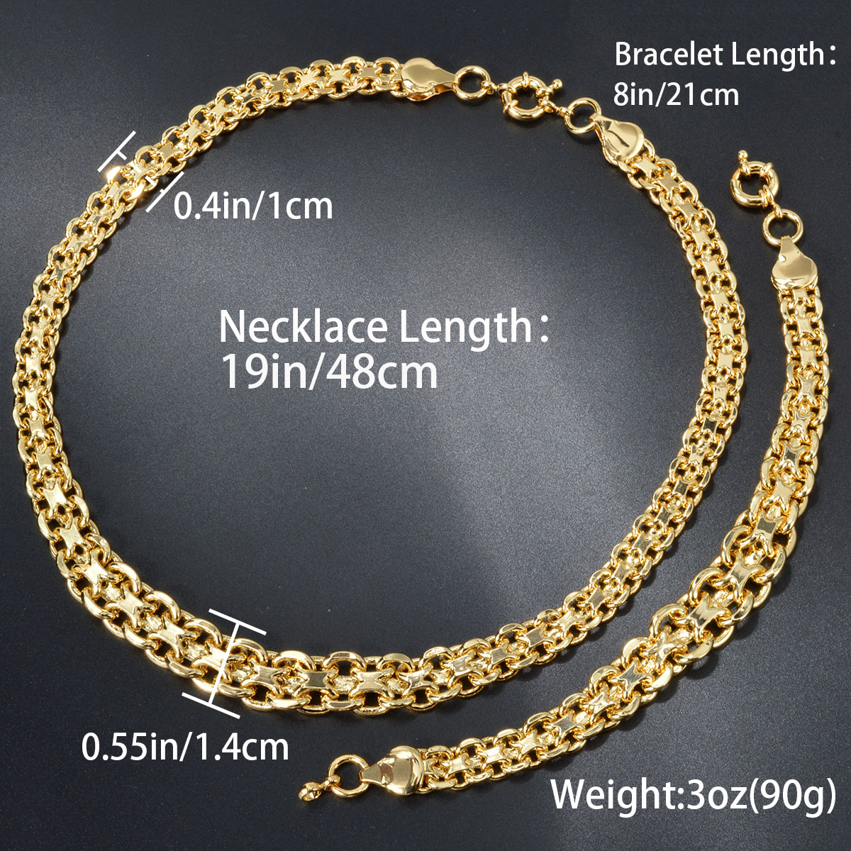 써니 럭셔리 18k 골드 도금 기하학 목걸이 팔찌 쥬얼 - Men'S Accessories Dubai 리뷰 및 가격
