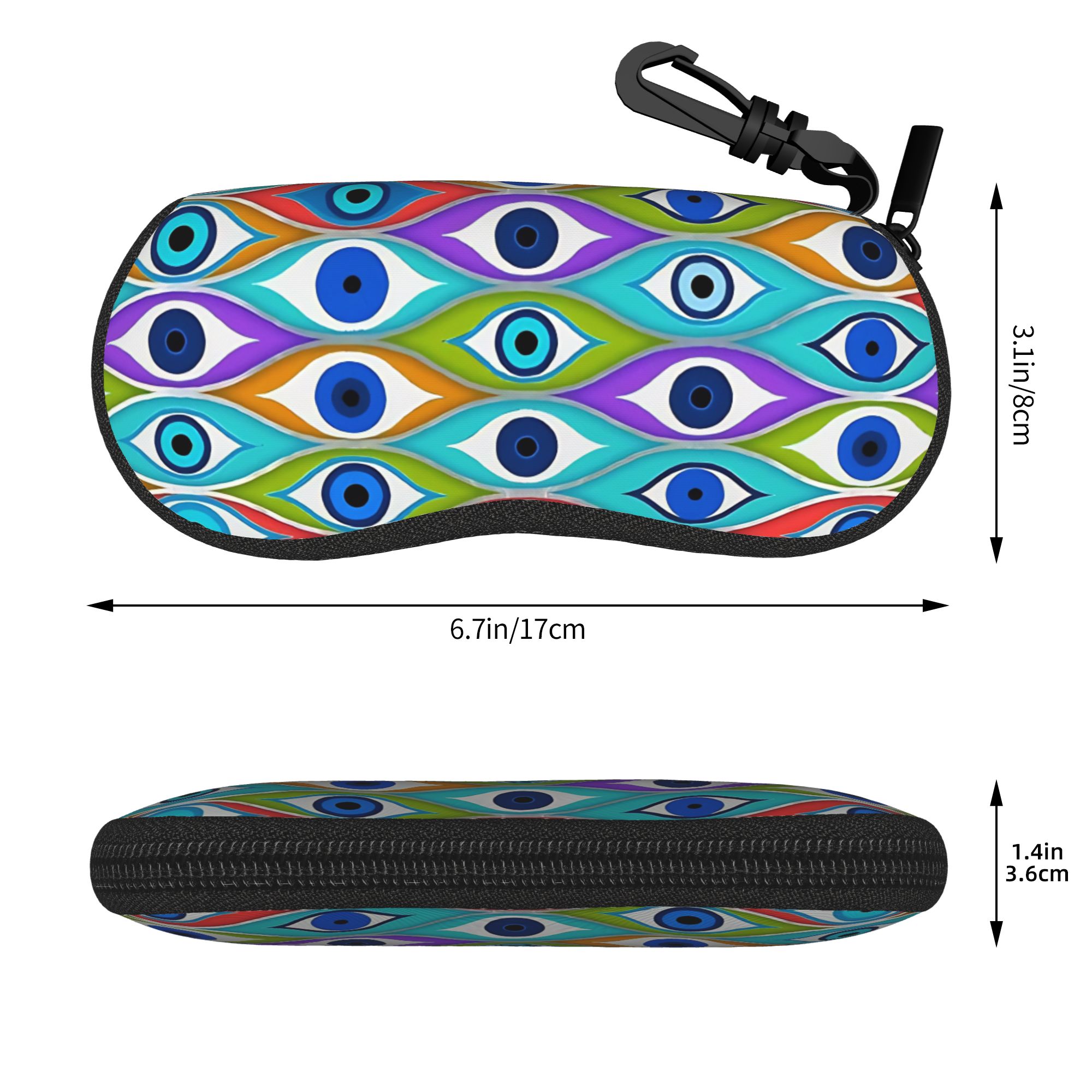 다채로운 악마의 눈 보호 패턴 안경 케이스 지퍼 선글라 - Men Accessories Evil Eye 리뷰 및 가격